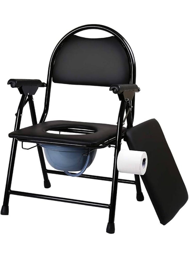 كرسي مرحاض (حمام )كبير لكبار السن  قابل للطي مع وسادة مقعد ومرحاض مغطى، مقعد مرحاض متنقل - Image 1